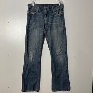 Levi's 527 Boot Cut Slim Fit Distressed 5 Pocket Blue Denim Jeans Men’s 34x34